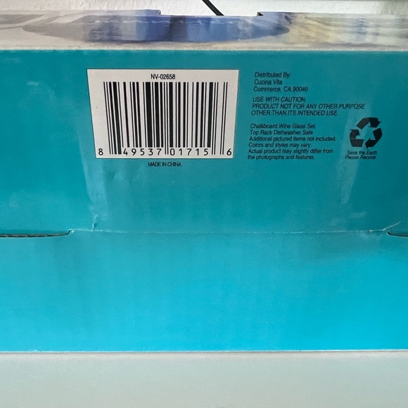 CUCINA VITA Chalkboard Stemless Wine Glass Set of 4 NEW in Box - Picture 6 of 11